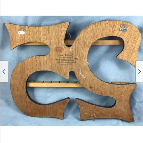 Vtg 25th Anniversary Wood Souvenir 24 Tea Spoon Holder Display Rack Wall Mount - Picture 4 of 7